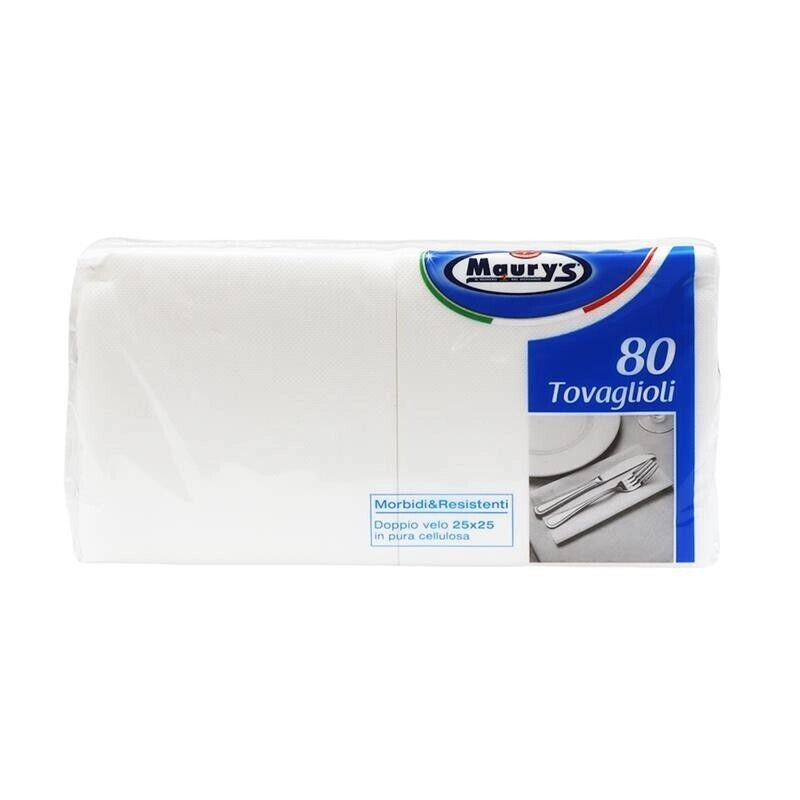 10 CONFEZIONI MAURY'S MAXI SCORTA TOVAGLIOLI RESISTENTI 80 PZ DUE VELI 25X25 CM