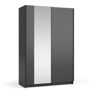 Armadio LYSIA 120 cm nero opaco – 2 porte scorrevoli con specchio