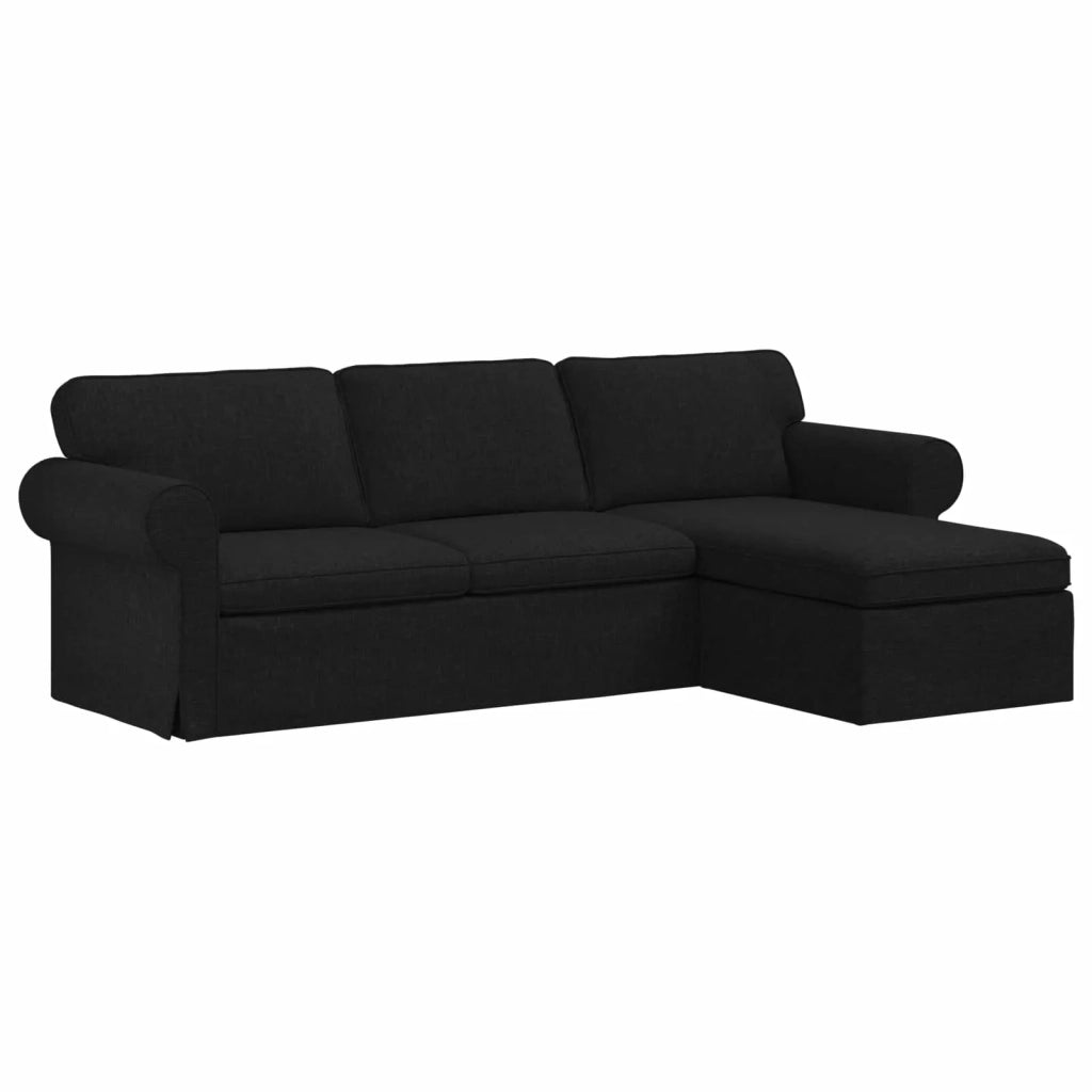 Divano Nero 215 x 138 x 80 cm Tessuto
