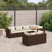 Set Divani da Giardino 7 pz con Cuscini in Polyrattan Marrone 3308185