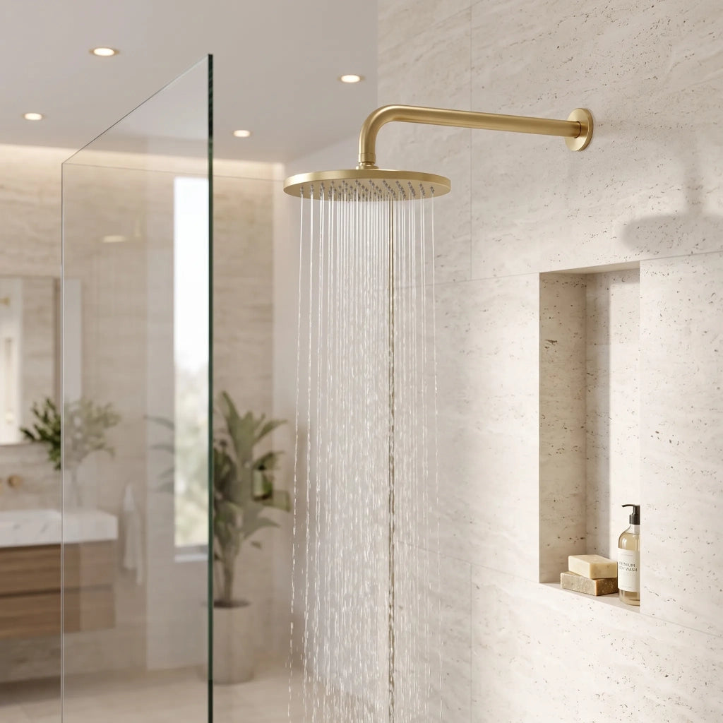 Braccio Doccia Rotondo Rea Js-9021 40cm Brush Gold