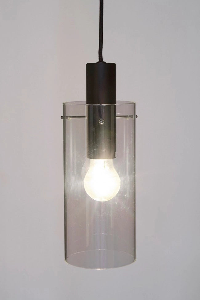 Lampadario 1 luce trasp. e nero D.11x130h