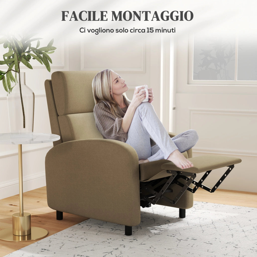 Poltrona Relax Reclinabile con Poggiapiedi ¨C Xylo ¨C Tessuto Beige