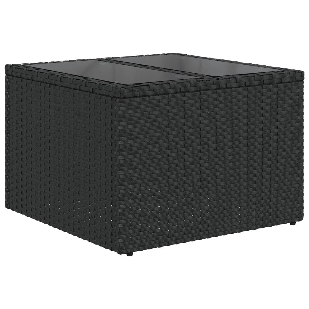Set Divani da Giardino 2 pz con Cuscini Nero Polyrattan e Vetro 3277493