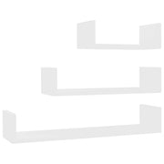 Mensole a Muro 3 pz-Set di 3 Scaffale a parete Bianco in Legno Multistrato