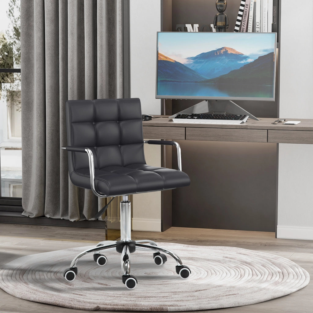 Sedia da Ufficio Ergonomica ¨C Xylo ¨C Pelle PU Nero, Schienale Imbottito, Altezza Regolabile, 5 Ruote