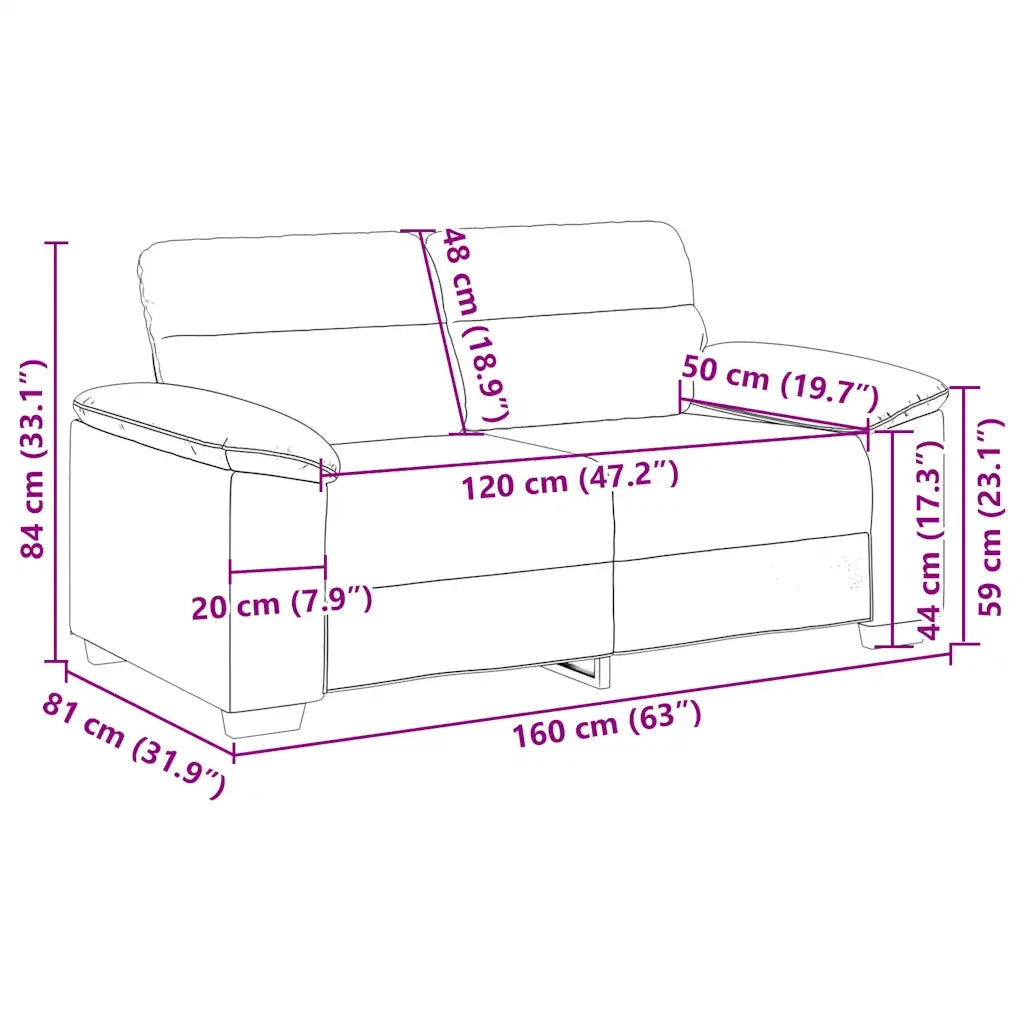 Divano a 2 Posti Crema 160x81x84 cm in Tessuto 4105304