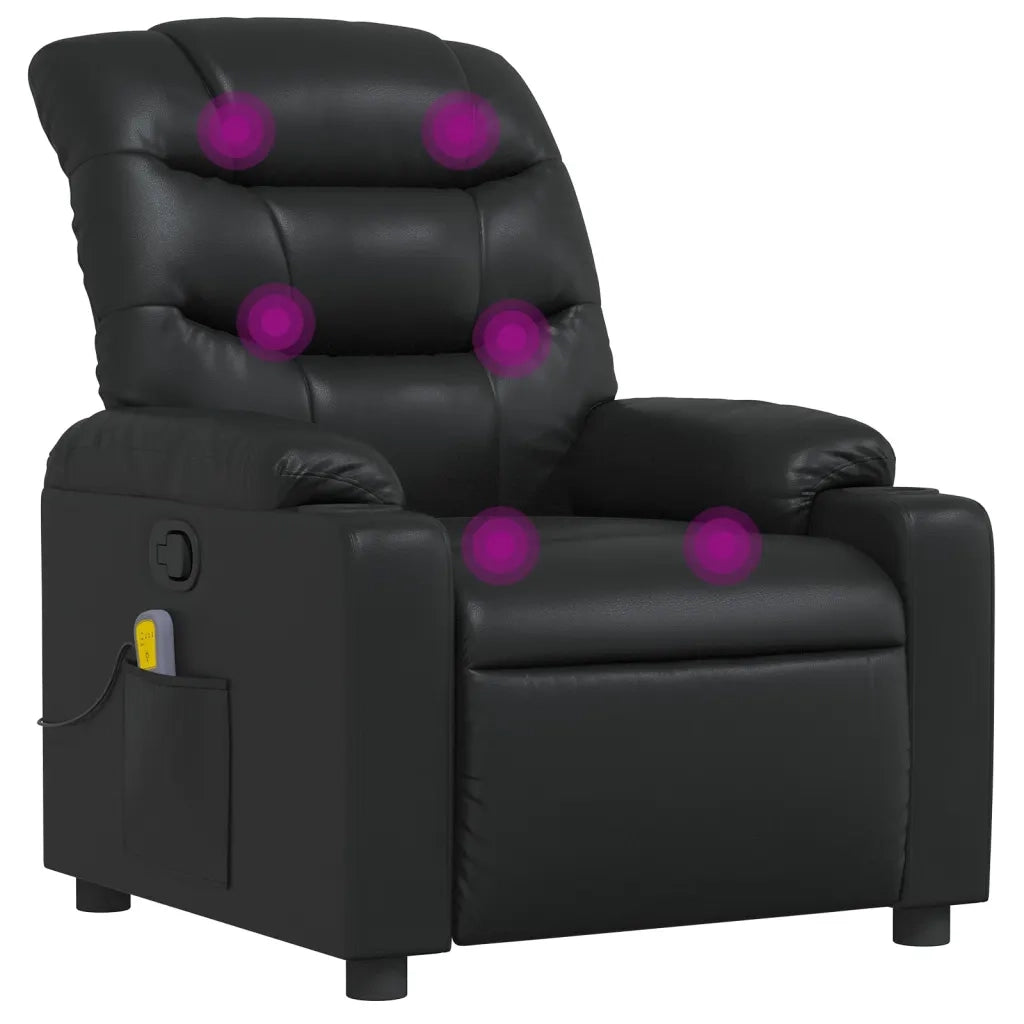 Poltrona Massaggiante | Sedia Relax Reclinabile Nera in Similpelle