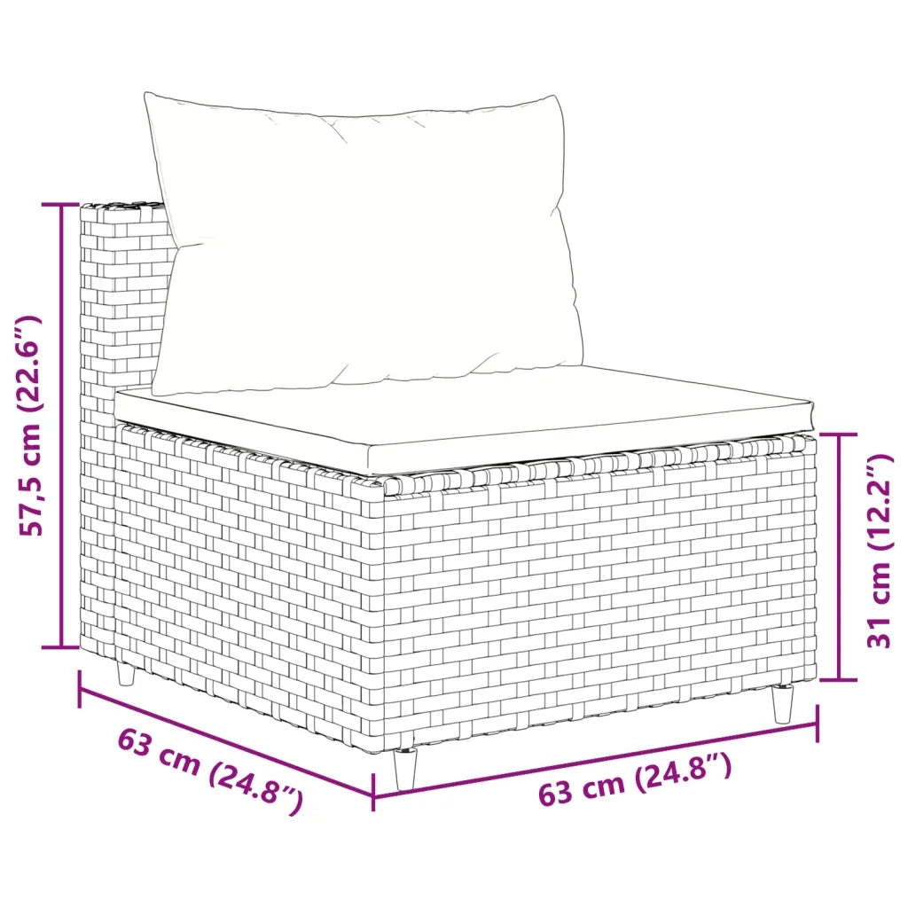 Set Divano da Giardino 9 pz con Cuscini Grigio in Polyrattan 3308303