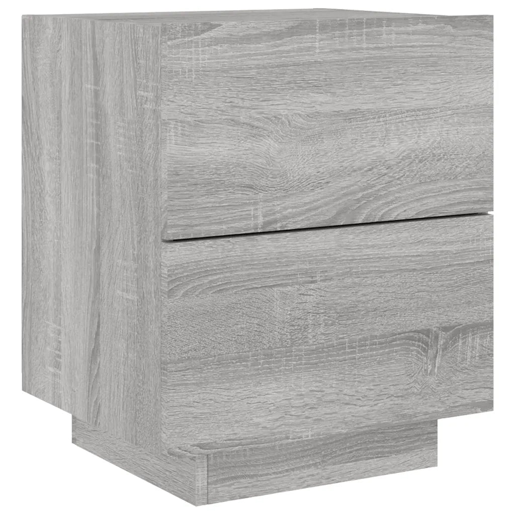 Comodino con Luci LED Grigio Sonoma in Legno Multistrato 836745