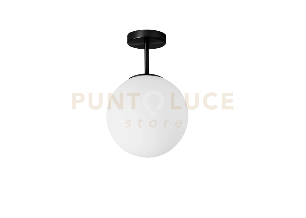 JUGEN BLACK LAMPADARIO DA SOFFITTO 1 LUCE VETRO BIANCO MONTATURA NERA ATTACCO E27