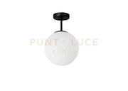 JUGEN BLACK LAMPADARIO DA SOFFITTO 1 LUCE VETRO BIANCO MONTATURA NERA ATTACCO E27