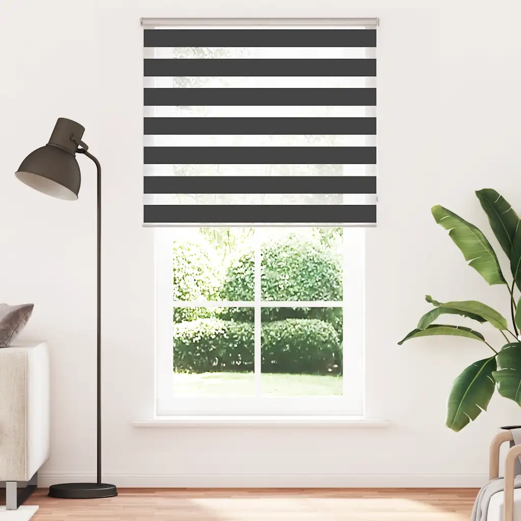 Tenda a rullo | Tenda avvolgibile Zebra Nero Larghezza Tessuto 120,9 cm Poliestere