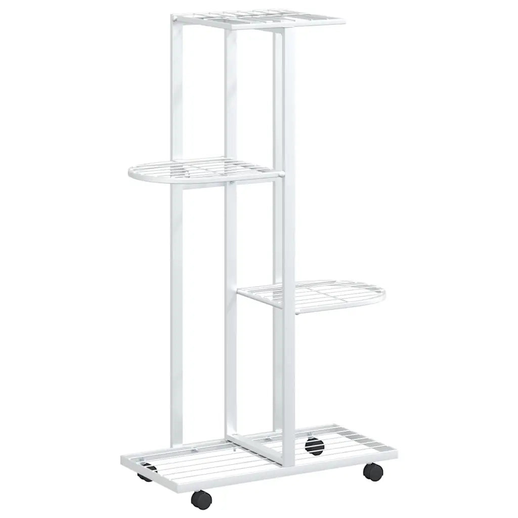 Fioriera a 4 livelli con ruote design moderno adatta per uso interno ed esterno 44 ​​x 23 x 80 cm realizzata in lamiera stagnata 02_0047083
