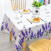 Tappeto per tavolo impermeabile, blu lavanda, rettangolare, resistente al tempo, con fiori, tappeto per tavolo in poliestere, idrorepellente per esterno, per tavolo da giardino, cucina e sala da pranzo, dimensioni 140x180 cm.