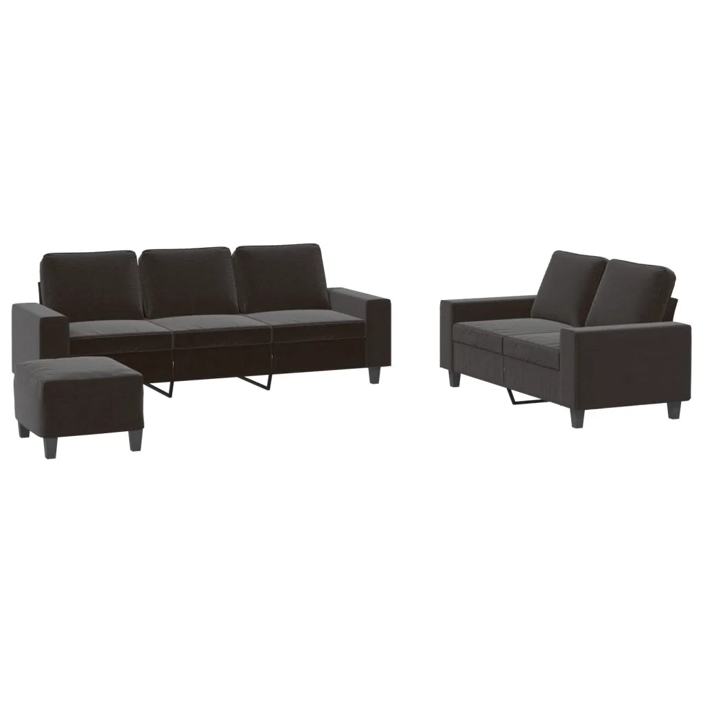 Set d Divani 3 pz Nero in Tessuto