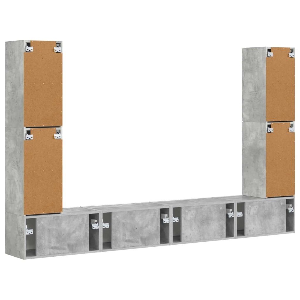 Set mobile TV 8 pcs Grigio cemento Legno multistrato 3409135
