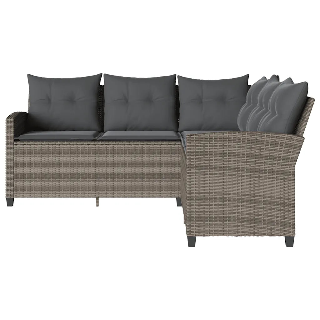 Divano a Forma di L con Cuscini in Polyrattan Grigio 365416