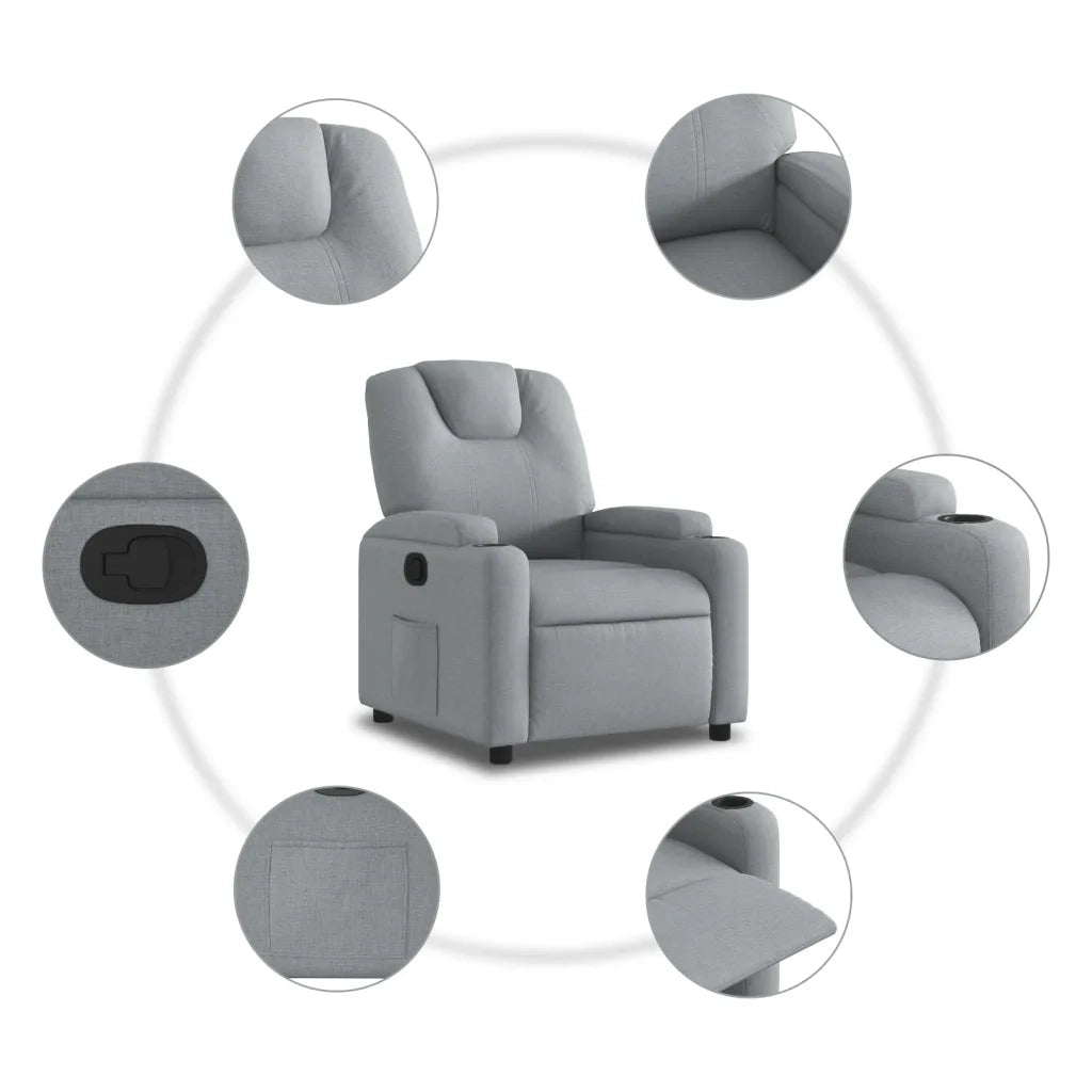 Poltrona reclinabile in tessuto grigio chiaro 3205508
