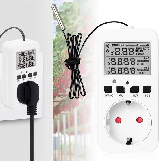 Regolatore di Temperatura Digitale 230 V con Timer e Sensore per Serra e Acquario.