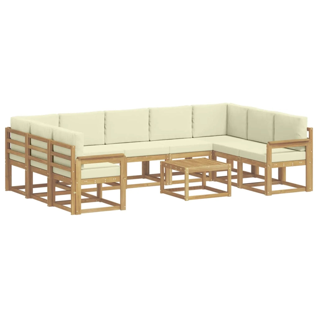 Set di divani da esterno 10 pz Bianco e Crema Poliestere 3388244
