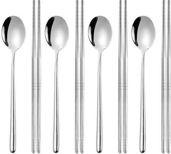 Set di Cucchiai e Spiedini in Acciaio Inossidabile - Duraturo e Riciclabile - Set da 4 pezzi
