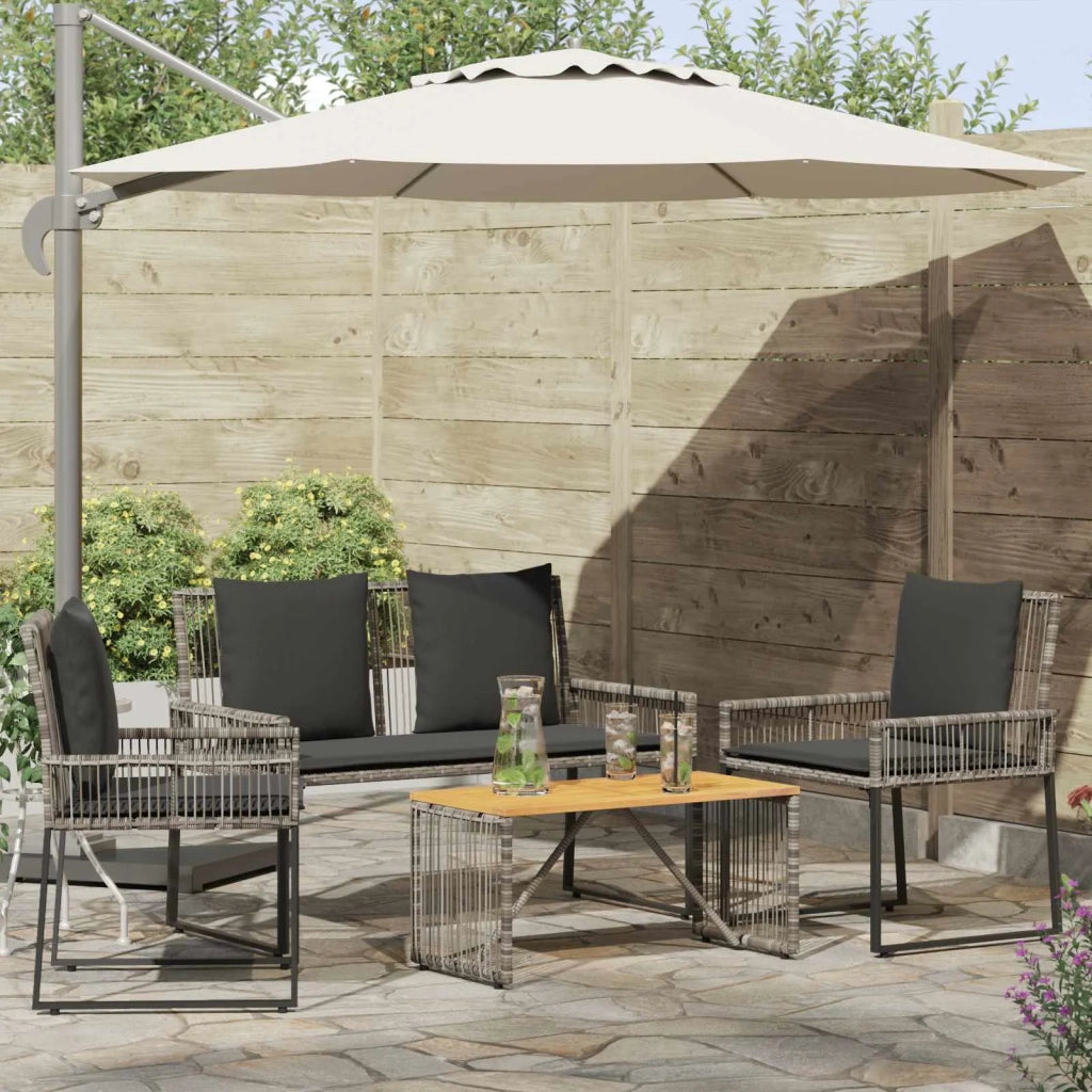Set di Mobili da Esterno 9 pcs Grigio e Grigio Scuro polyrattan 42025149