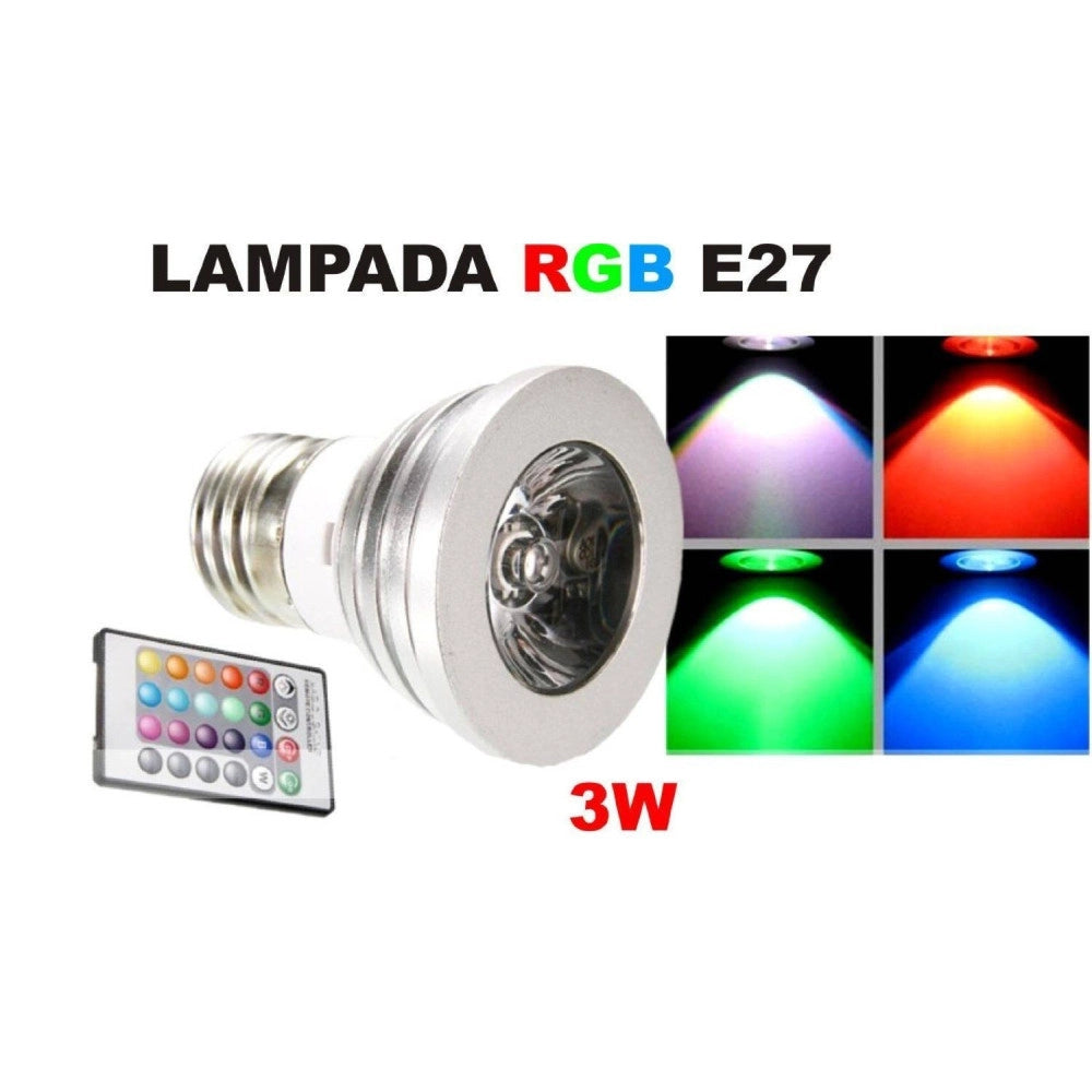 Trade Shop - Faretto Led Luce Rgb Programmabile Multicolor E27 Gu10 E14 Mr16 Con Telecomando -