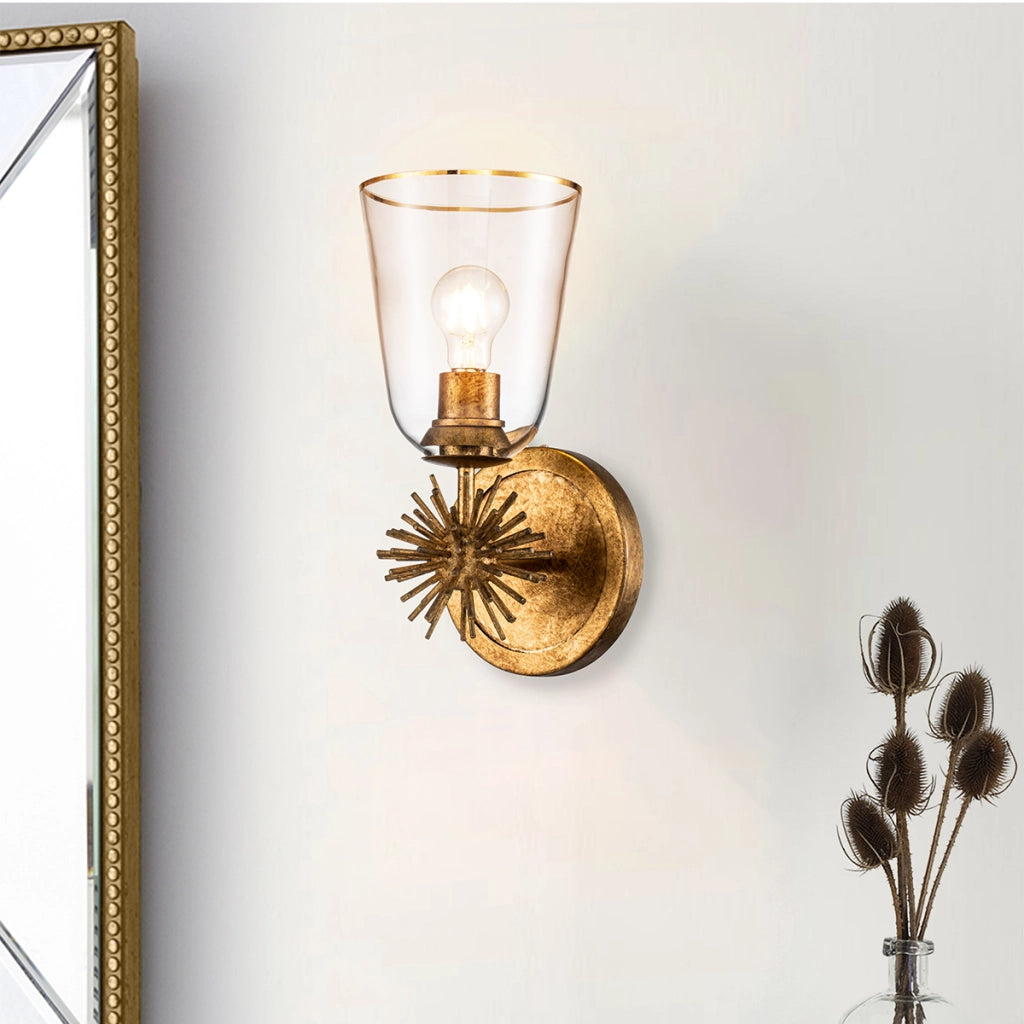 Applique Art Déco oro vetro trasparente E27 STARING
