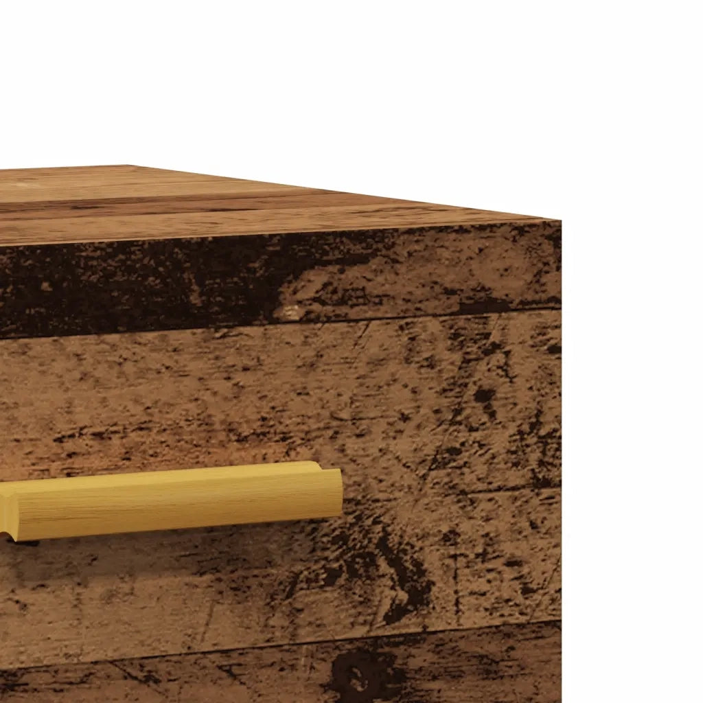 Set di 2 Comodini | Armadio da Notte | Mobiletto da notte a Muro Legno Antico 35x35x20 cm