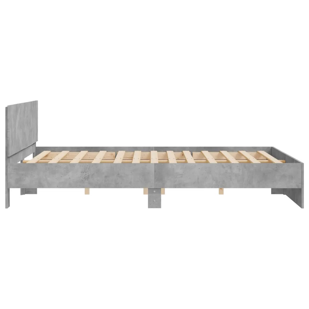 Giroletto con Testiera-Struttura Letto con testiera Grigio Cemento 160x200 cm