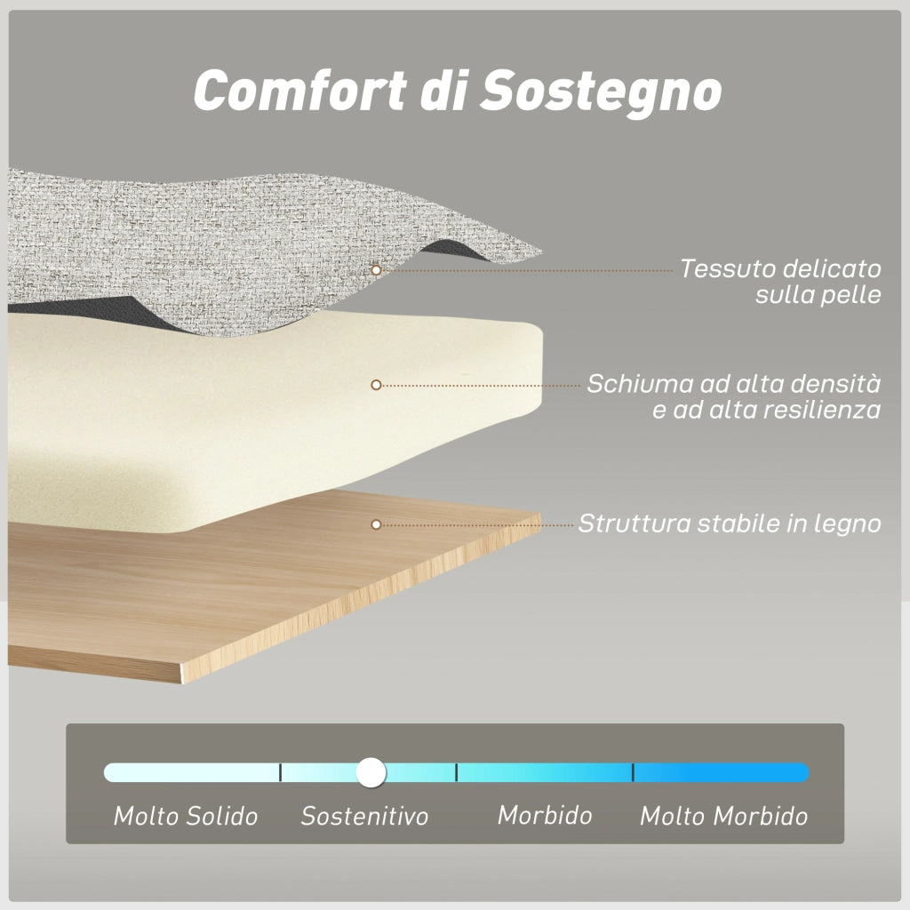 Divano Letto Clic Clac 2 Posti con Cuscini in Tessuto ¨C Zephmum ¨C Marrone Chiaro