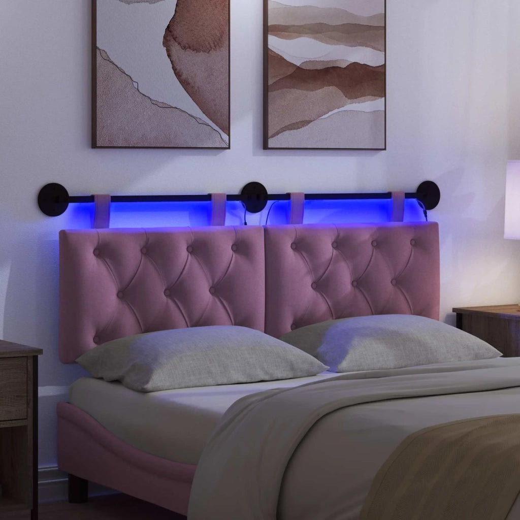 Testiera sospesa Con luce LED Rosa Tessuto 3424607