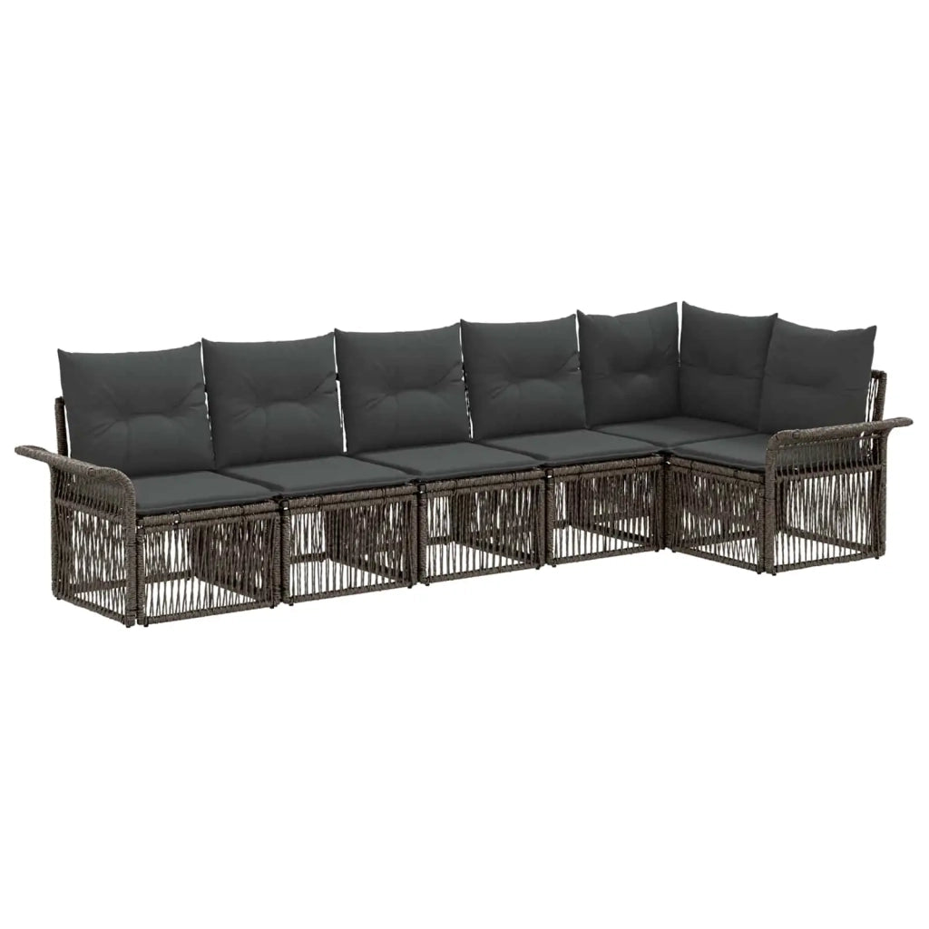 Set Divano da Giardino 6 pz Grigio polyrattan 3434834