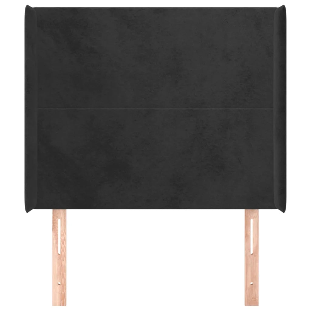 Testiera ad Orecchio-Testata con Orecchie Nera 93x16x118/128 cm in Velluto 435823