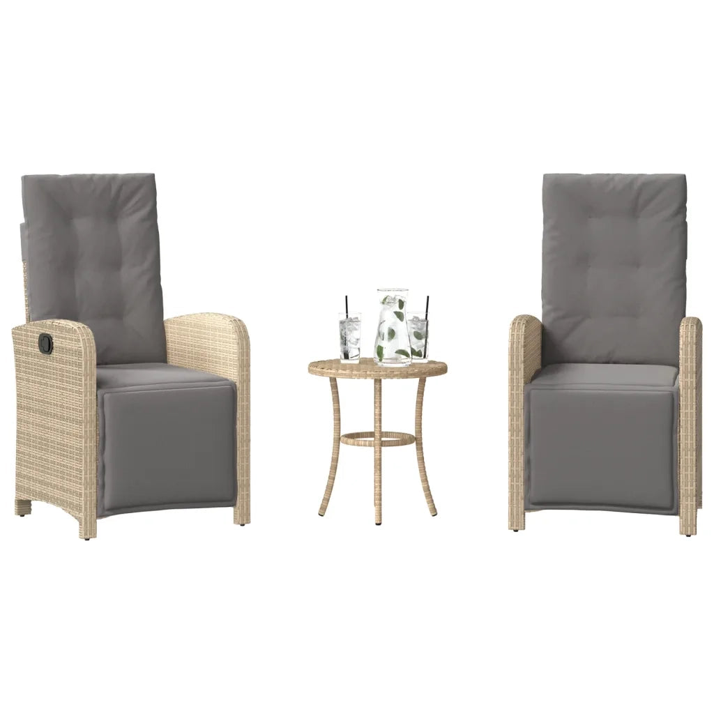 Set da Bistrò 3 pz con Cuscini Beige Misto in Polyrattan 365205