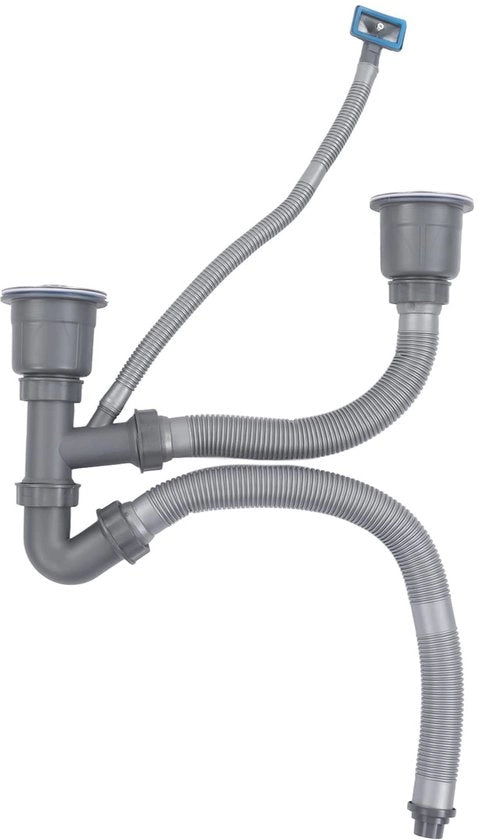 Set di scarico universale a doppia canna in acciaio inossidabile - idraulico a gootsteen - set di scarico 110 mm - tubo di scarico 50 mm - set di tubi di scarico