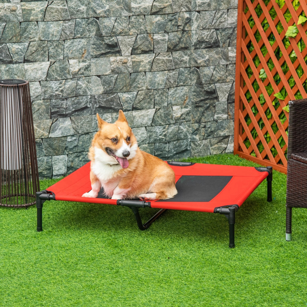 Letto per Cani Gatti Portatile con Zona a Maglia ¨C Zephmum ¨C Rosso 91.5x76.2x18 cm