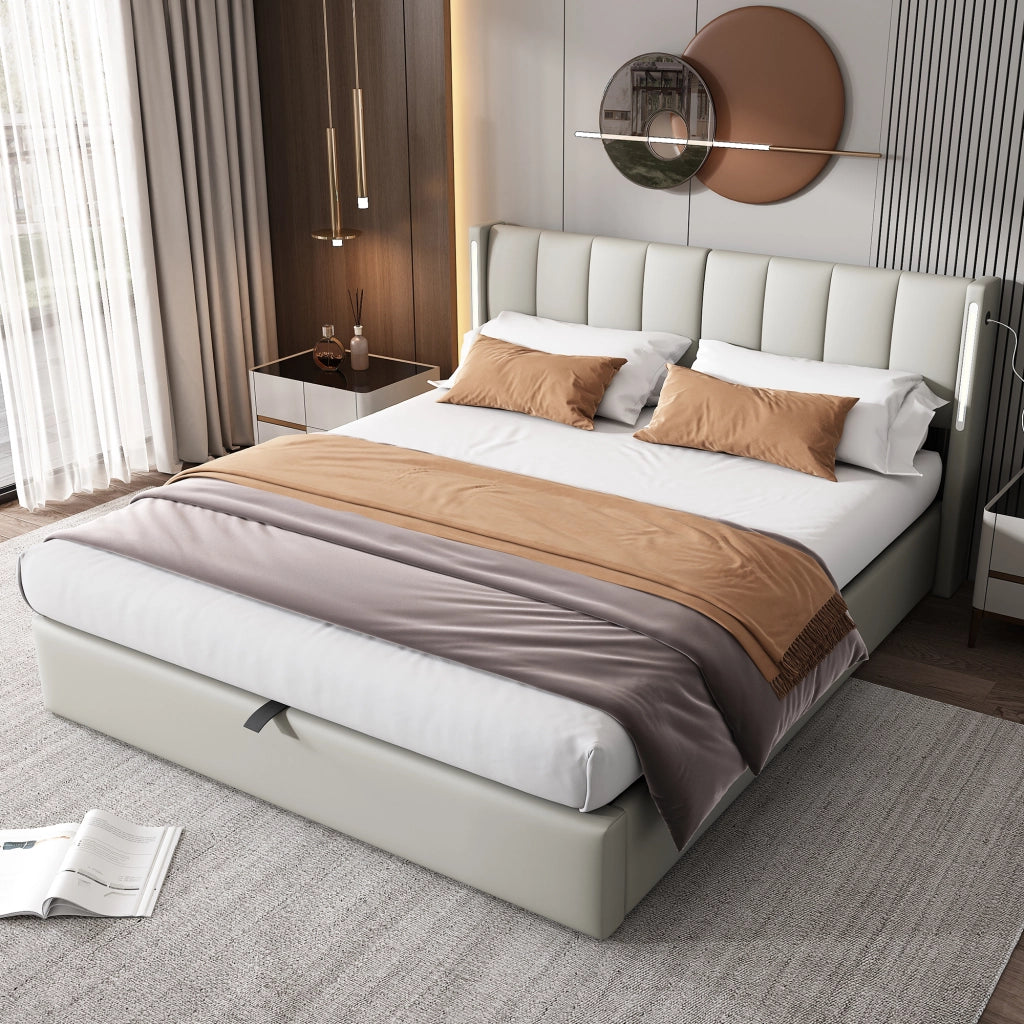 letto imbottito pu grigio 140 x 190 cm