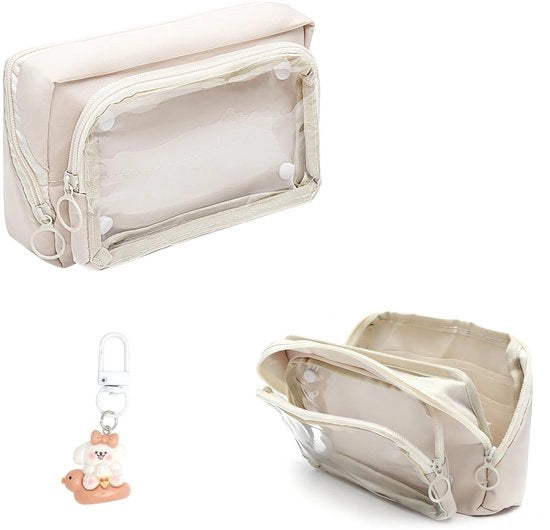 Etui a 9 Comparti in Canapa Beige con Design Estetico - Ideale per Scuola/Studio