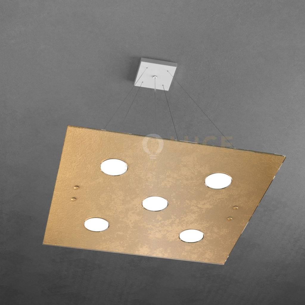 PATH SOSPENSIONE 5 LUCI FOGLIA ORO 1141-S5-FO