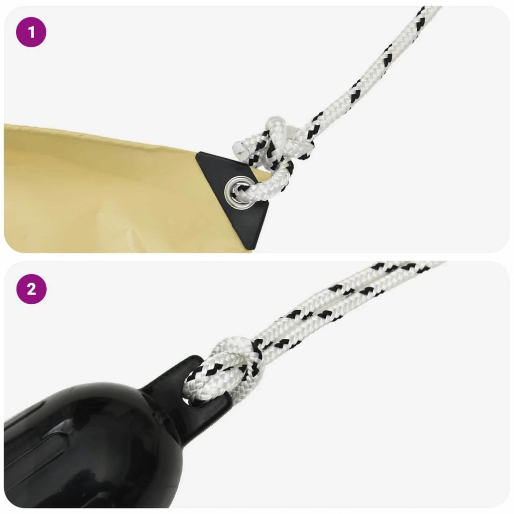 Corda da Barca 9 m 2 Bianco e Nero Poliestere 42029767