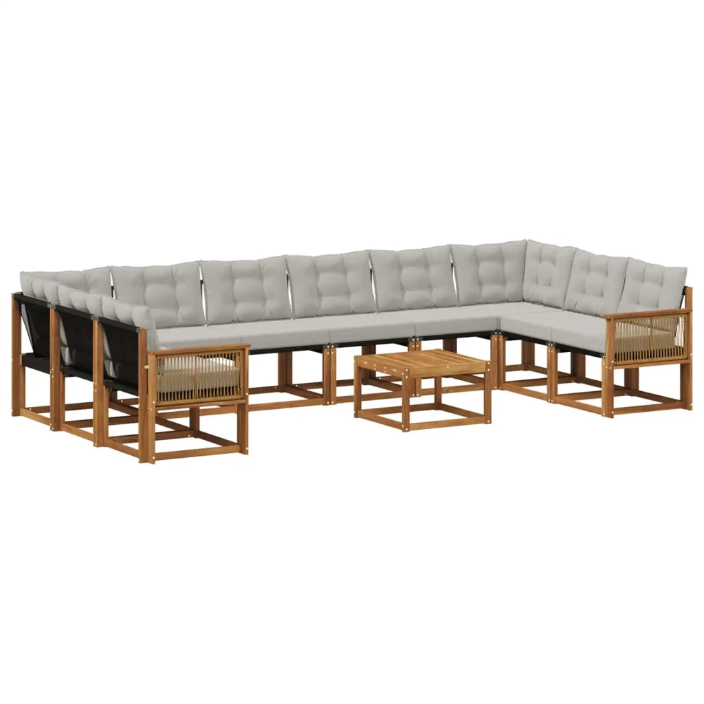 Set di divani da esterno 11 pcs Naturale e Grigio Chiaro 3382259