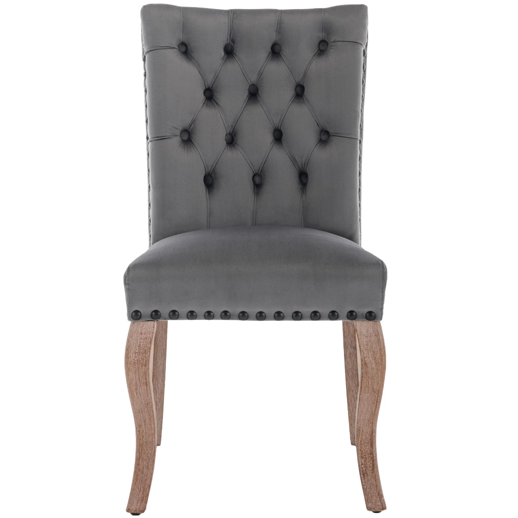 Sedie da Pranzo in Velluto con Gambe in Legno Massello ¨C Xylo ¨C Grigio, Set 6 Pezzi