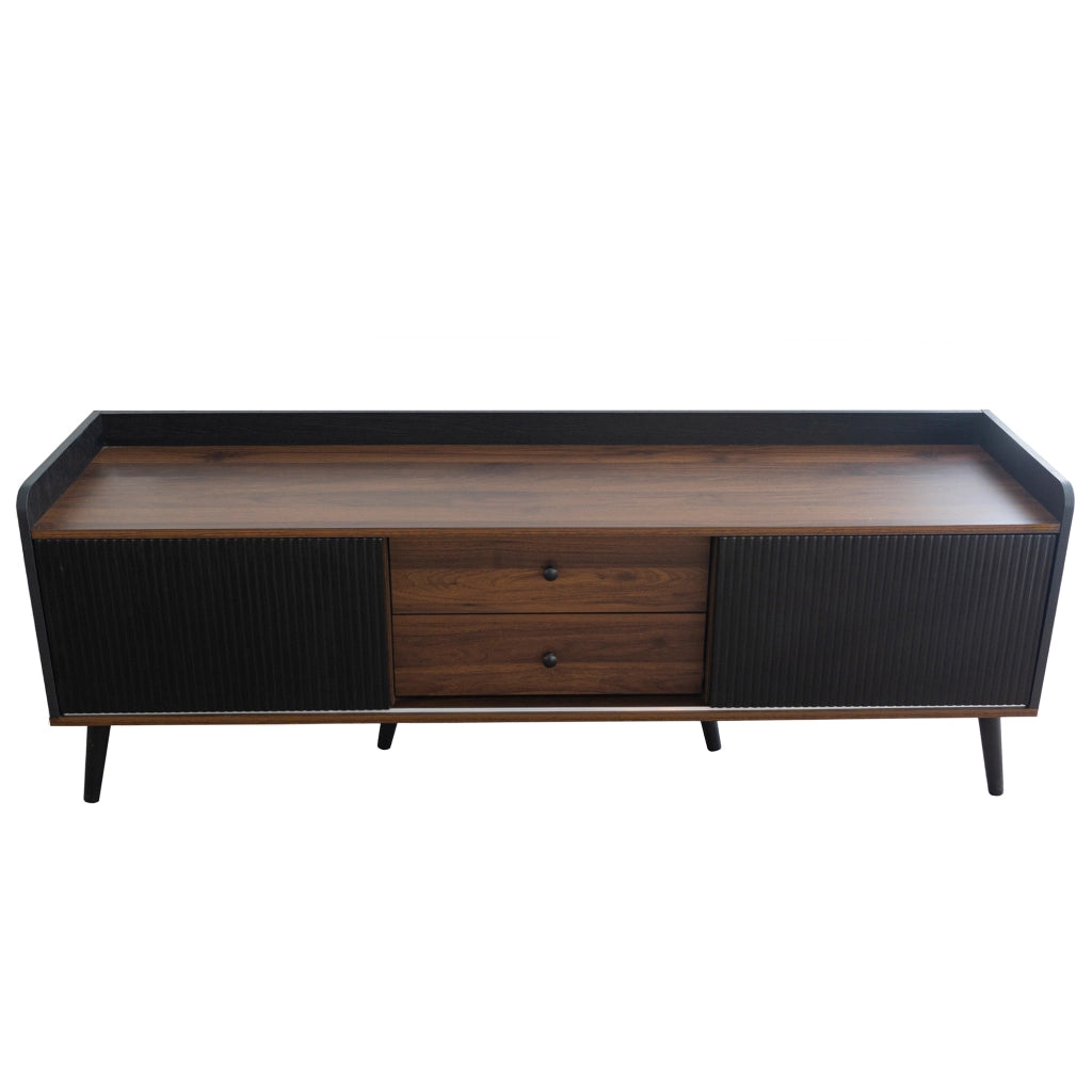 Cassettiera per TV nera e legno; truciolato; lunghezza 160 cm