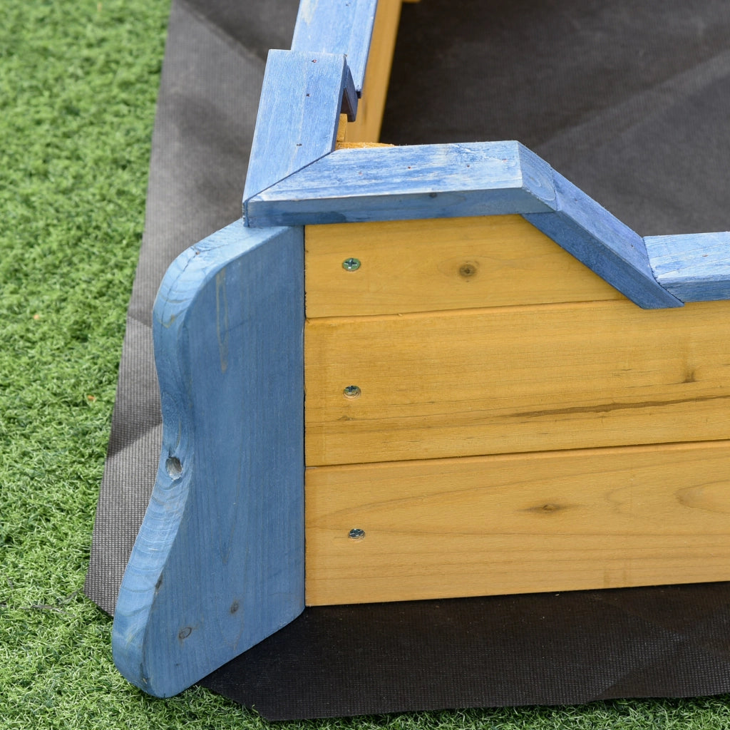 Arenero per Bambini in Legno con Bandiera e Timone ¨C zephmum ¨C Naturale 158x78x45,5 cm