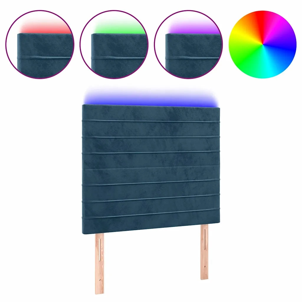 Testiera a LED-Testata con LED Blu scuro 80x5x118/128 cm in Velluto 118024
