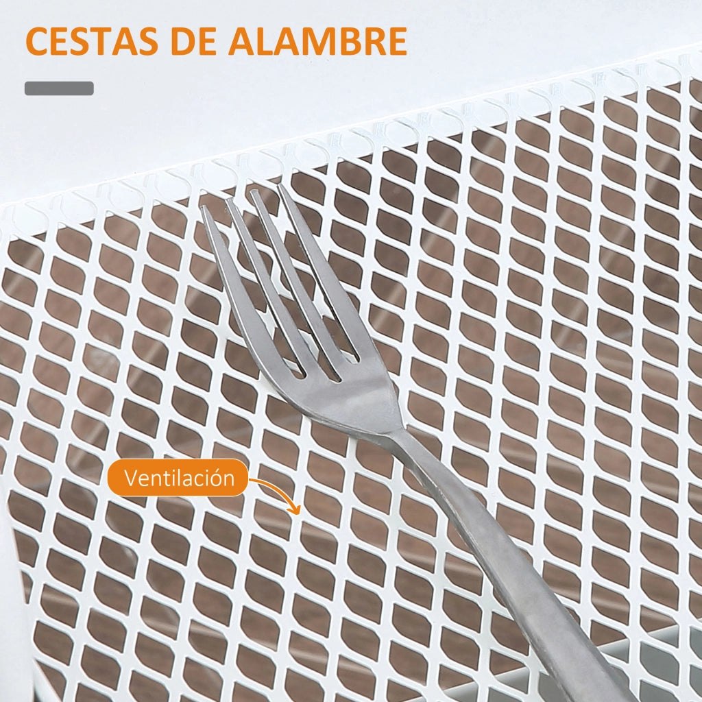 Carrello Multiuso con Cassetto e Cestini ¨C Minimal ¨C 44x31x76 cm Bianco