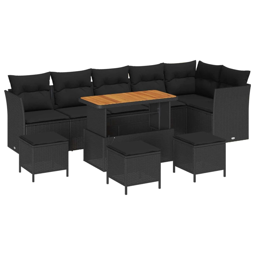 Set Divano da Giardino 10 pcs Nero polyrattan 3361509