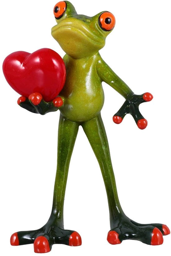 Figura di tartaruga con cuore - Decorazione per giardino - Ornamento per laghetto - Giardiniera - Decorazione per giardino - Dimensioni: 14,5 x 9 x 5 cm - Decorazione per giardino